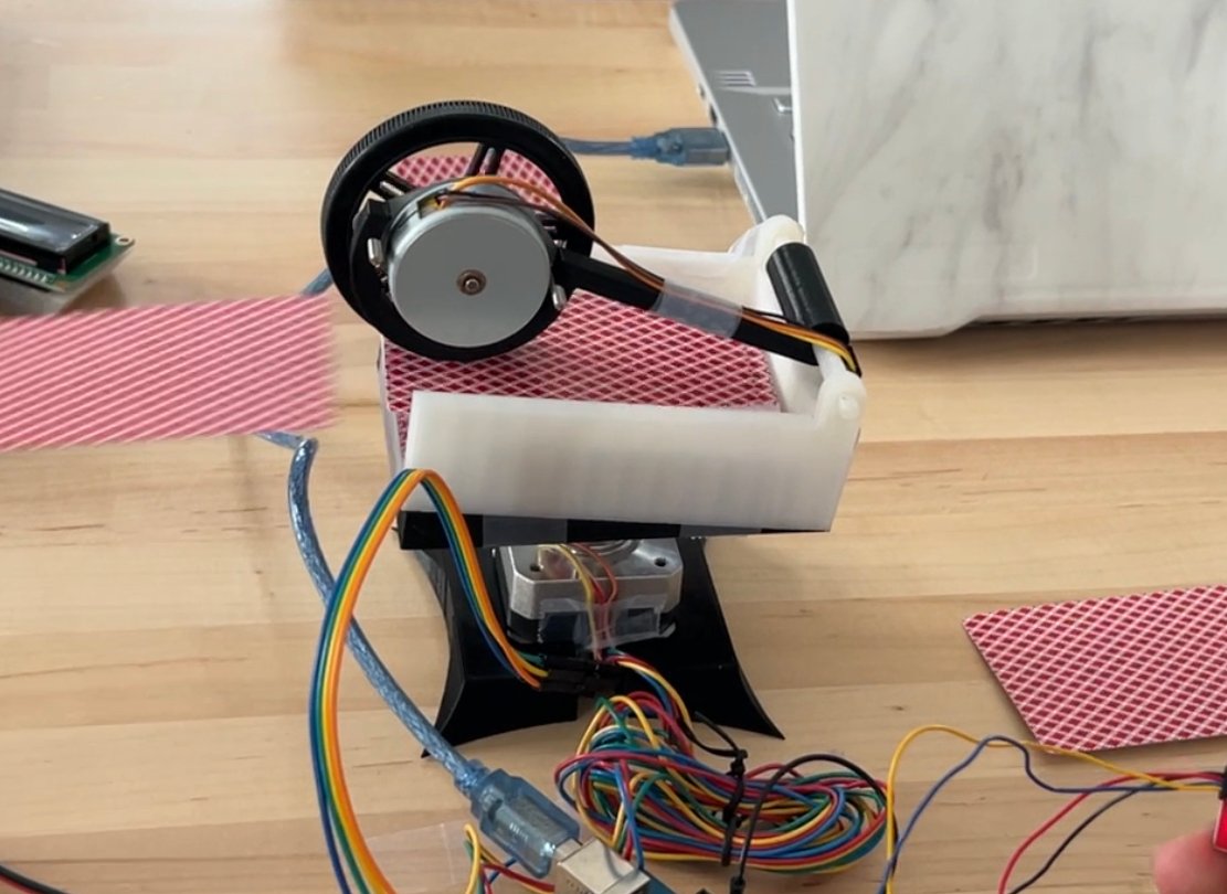 Robot card dealer prototype close-up